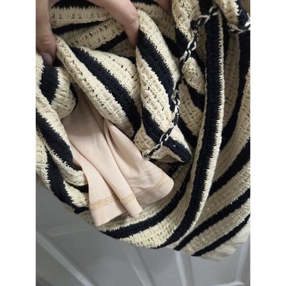 House of Harlow 1960 Crochet Beige Black Stripe Lined Halter Maxi Dress Small - Picture 12 of 12